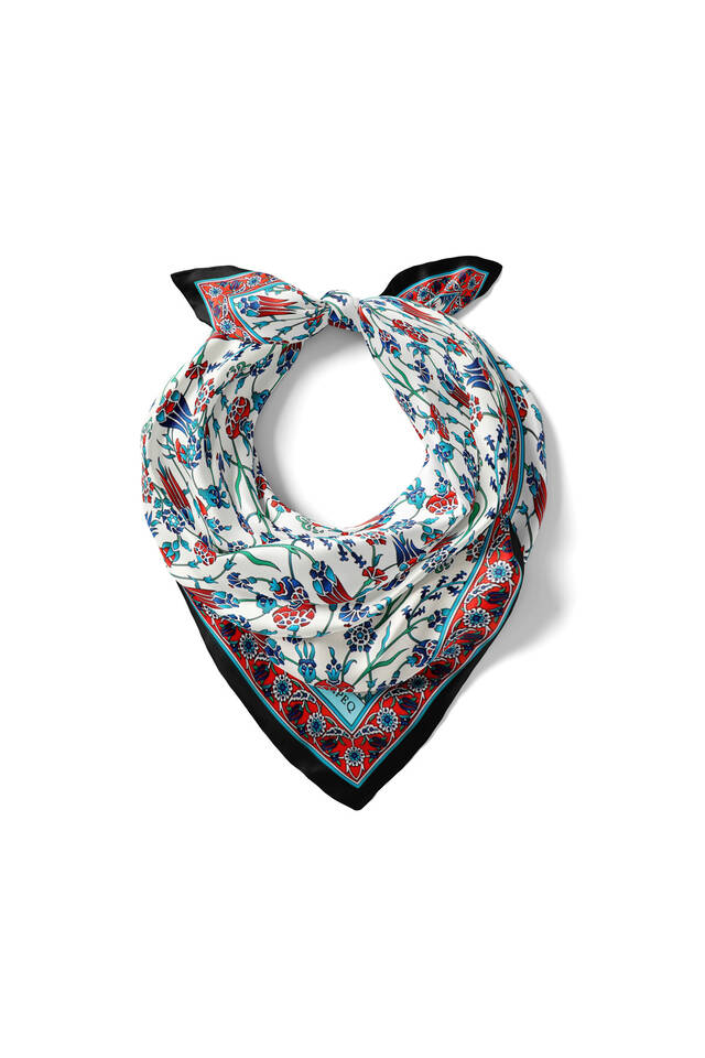 Black Tulip Pattern Silky Pocket Square - 2