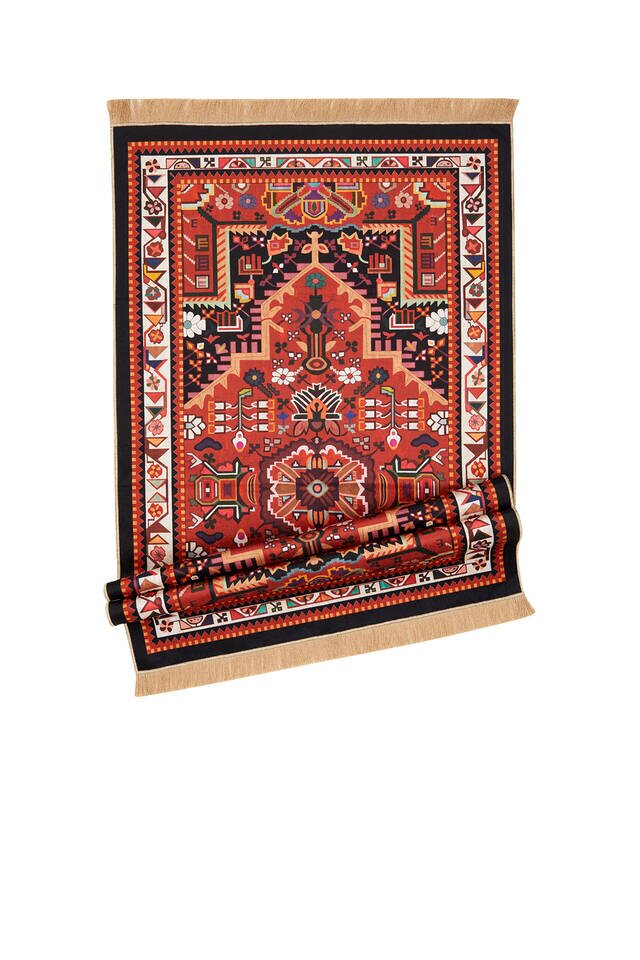Black Velvet Carpet Prayer Rug - 4