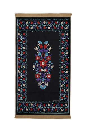 Black Velvet Carpet Prayer Rug 