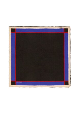 Black Wide Border Plain Silk Pocket Square 