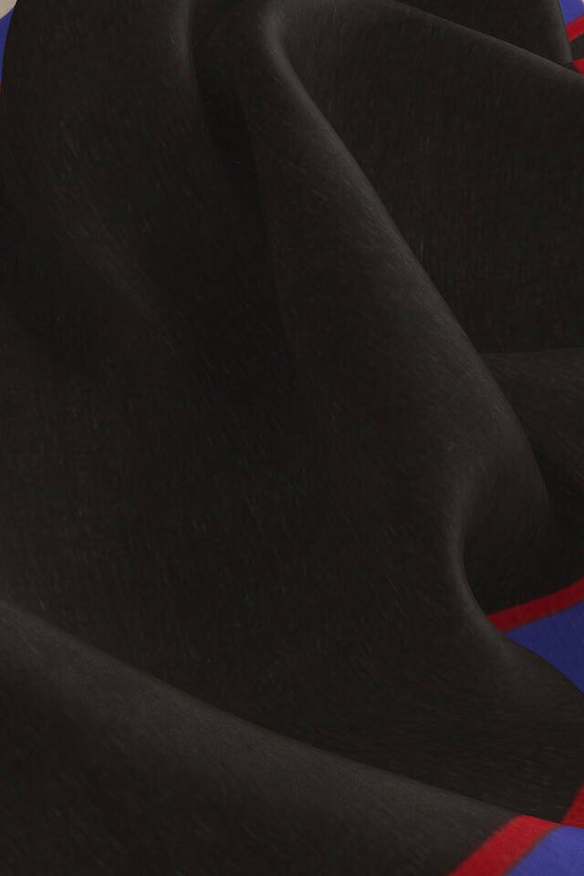 Black Wide Border Plain Silk Pocket Square - 3