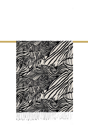 Black Zebra Silk Scarf - Thumbnail