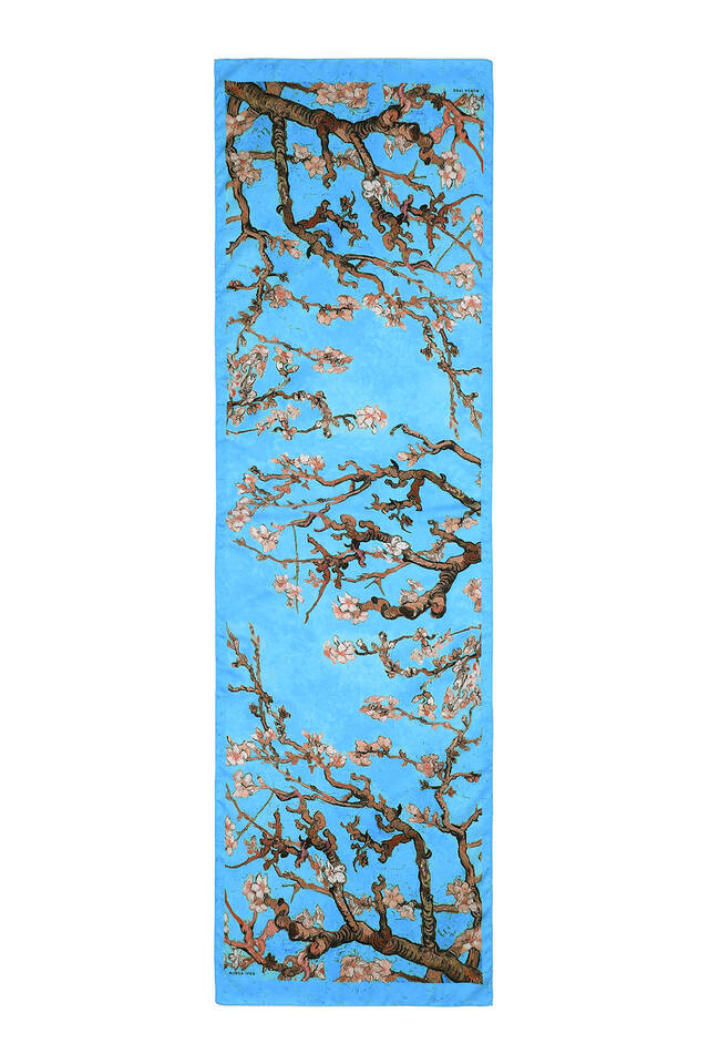 Blue Almond Blossom Silky Foulard - 3