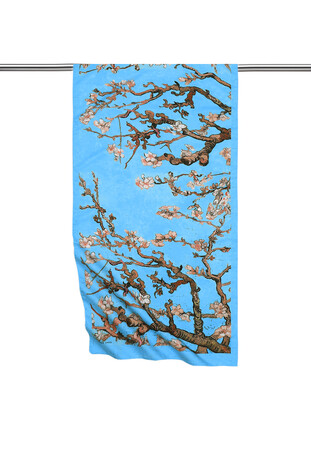 Blue Almond Blossom Silky Foulard 