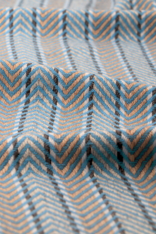 Blue Beige Patterned Men's Wool Scarf - Thumbnail