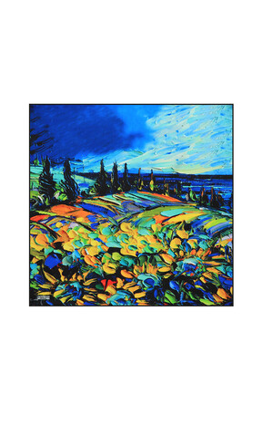 Blue Day Flowers Pattern Silk Pocket Square 