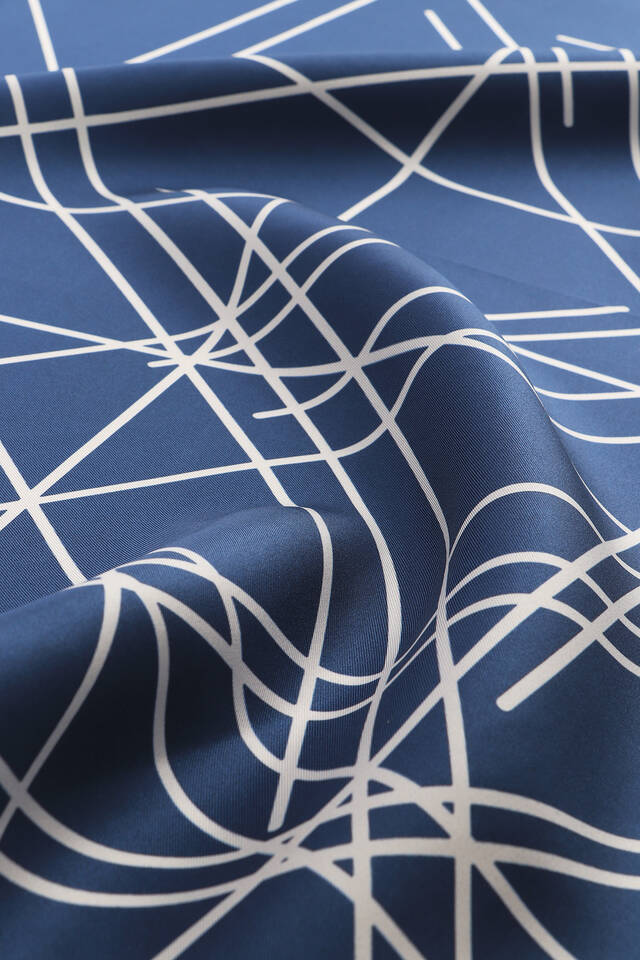 Blue Echo Pattern Twill Silk Square Scarf - 3