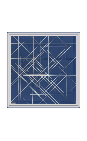 Blue Echo Pattern Twill Silk Square Scarf 