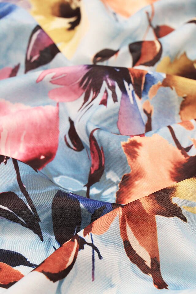 Blue Floral Soft Square Scarf - 3