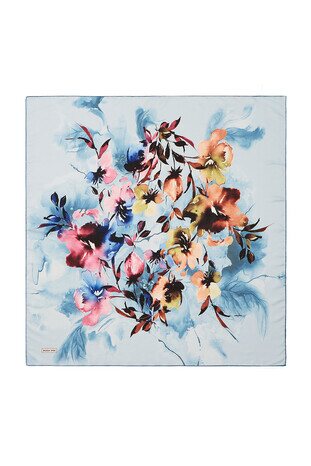 Blue Floral Soft Square Scarf 