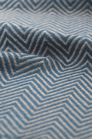 Blue Gray Patterned Men's Wool Scarf - Thumbnail