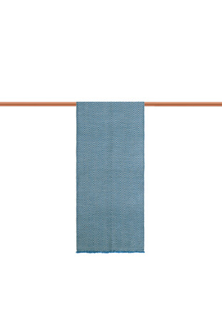 Blue Gray Patterned Men's Wool Scarf - Thumbnail
