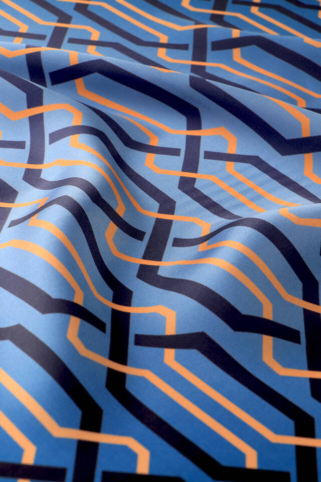 Blue Knitted Pattern Sura Silk Square Scarf - 2