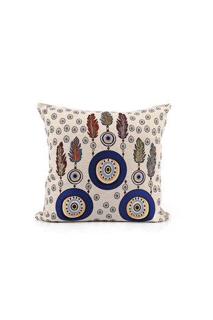 Blue Leaf Pattern Tapestry Throw Pillow 