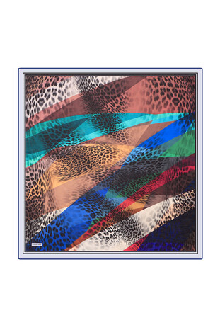 Blue Leopard Pattern Soft Square Scarf - Thumbnail