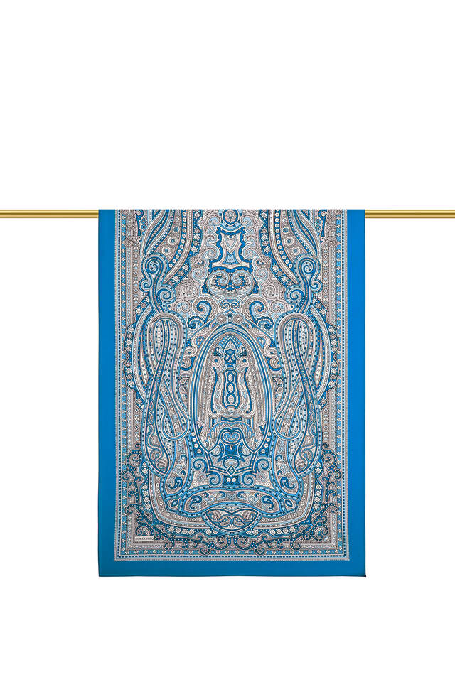 Blue Marrakesh Pattern Sura Silk Scarf - 3