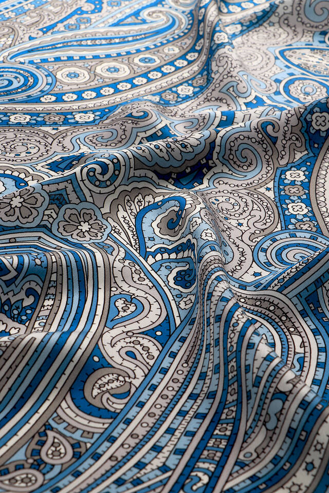 Blue Marrakesh Pattern Sura Silk Scarf - 4