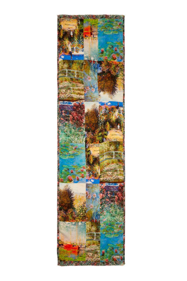 Blue Monet Collage Silk Painting Foulard - 4