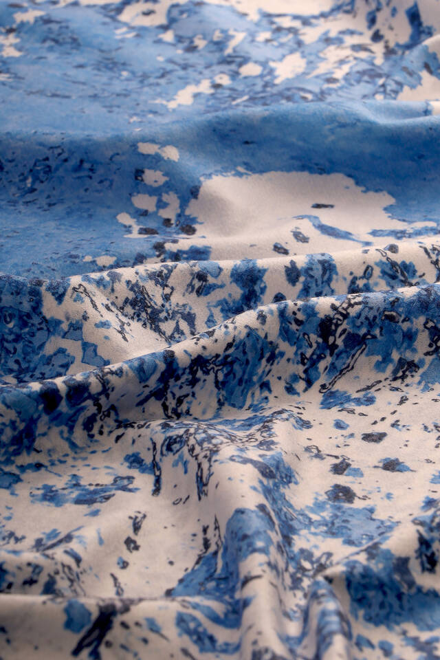 Blue Peach Tree Pattern Winter Shawl - 5