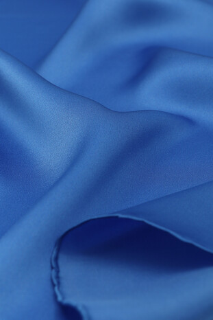 Blue Solid Color Sura Silk Square Scarf - Thumbnail