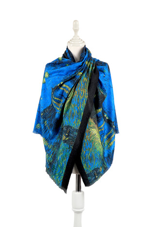 Blue Starry Nights Pattern Winter Shawl 