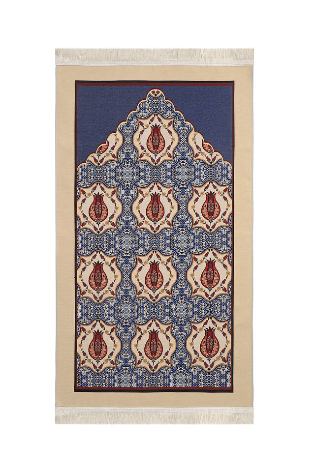 Blue Tulip Pattern Tapestry Prayer Rug - Bursa İpek