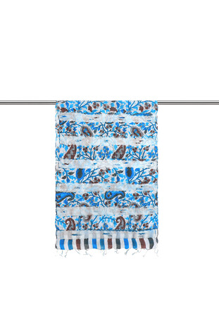 Blue Turquoise Patterned Cocoon Foulard - Thumbnail