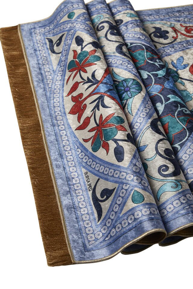 Blue Velvet Carpet Prayer Rug - 3