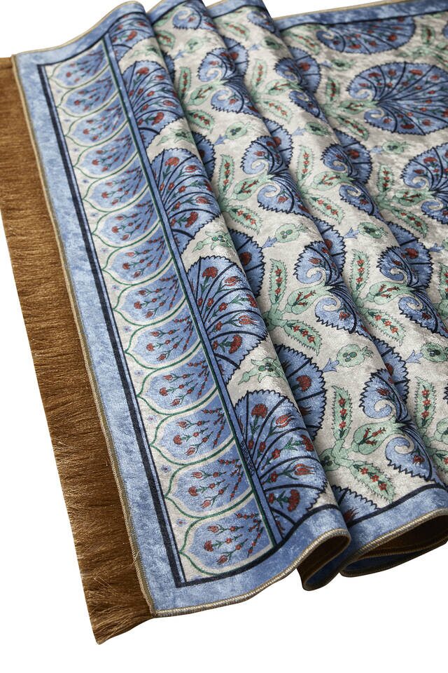 Blue Velvet Carpet Prayer Rug - 3