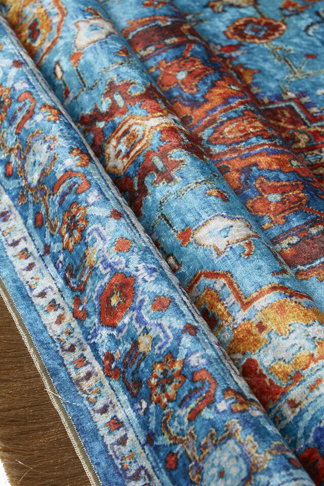 Blue Velvet Carpet Prayer Rug - 2