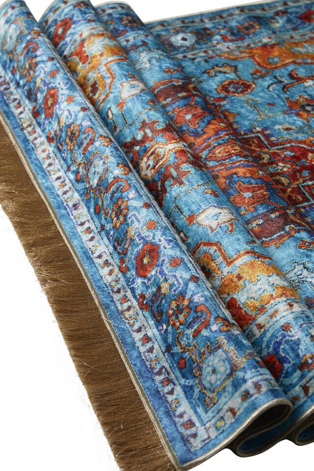 Blue Velvet Carpet Prayer Rug - 3