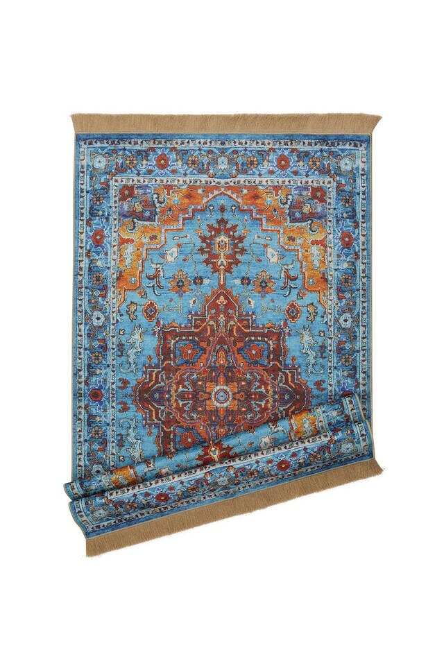 Blue Velvet Carpet Prayer Rug - 4