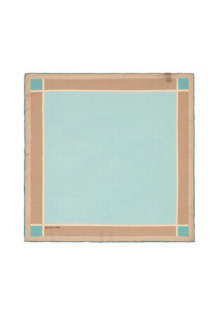 Blue Wide Border Plain Silk Pocket Square - Thumbnail