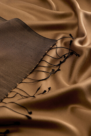 Bronze Black Reversible Silk Scarf - Thumbnail