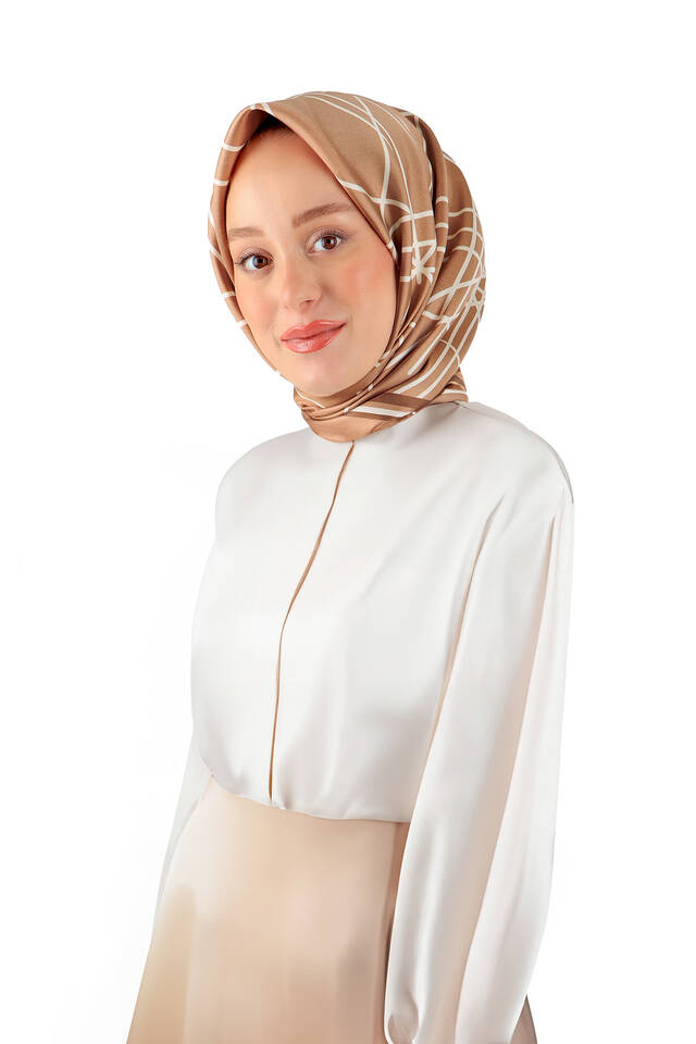 Bronze Echo Pattern Twill Silk Square Scarf - 2