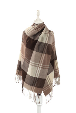 Brown Cream Patterned Winter Shawl 
