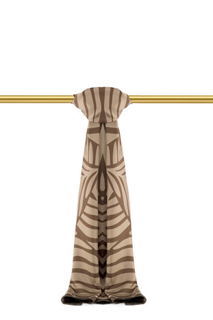 Brown Crop Pattern Twill Silk Scarf 