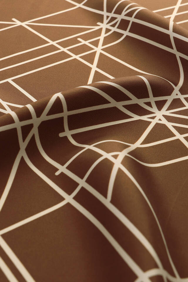 Brown Echo Pattern Twill Silk Square Scarf - 3