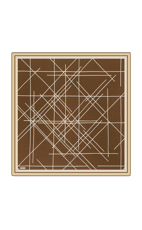 Brown Echo Pattern Twill Silk Square Scarf 