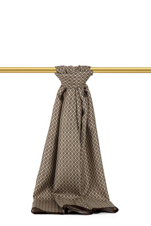 Brown Honeycomb Pattern Twill Silk Scarf 