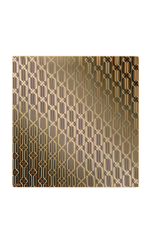 Brown Knitted Pattern Sura Silk Square Scarf 