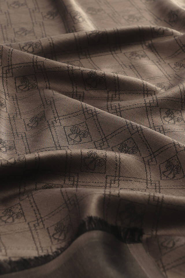 Brown Monogram Pattern Jacquard Silk Scarf - 3
