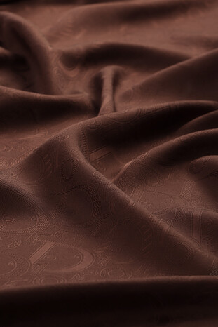Brown Patterned Silky Scarf - Thumbnail