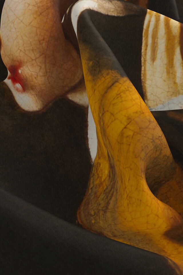 Brown Pearl Earring Girl Pattern Silk Pocket Square - 3