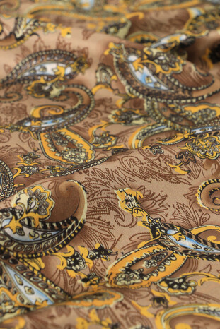 Brown Shawl Pattern Men's Silk Scarf - Thumbnail