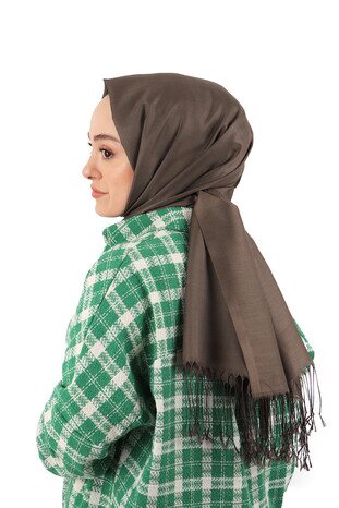 Brown Silk Look Scarf 