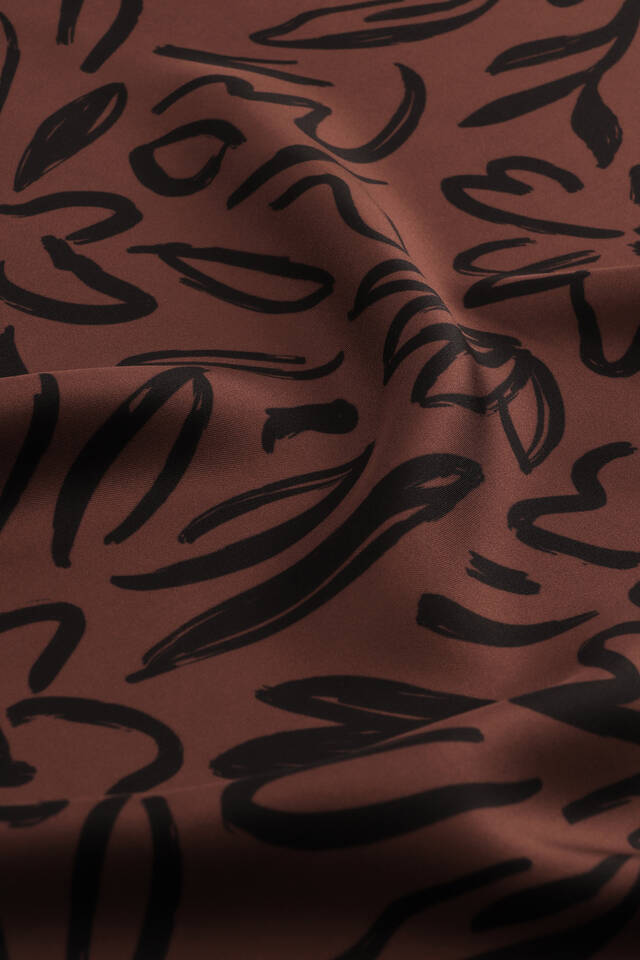 Brown Spring Pattern Twill Silk Scarf - 4
