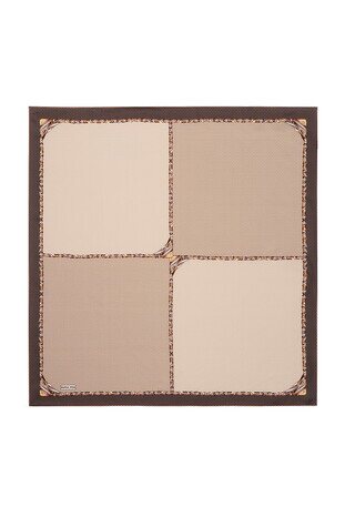 Brown Straw Pattern Twill Silk Square Scarf - Thumbnail