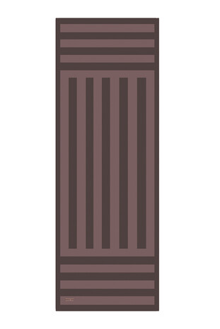 Brown Stripe Pattern Twill Silk Scarf - Thumbnail
