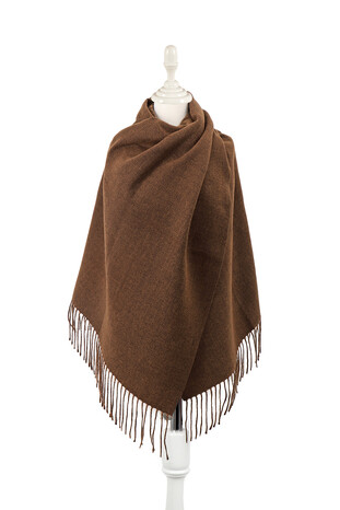 Brown Tan Double Sided Winter Shawl - Thumbnail